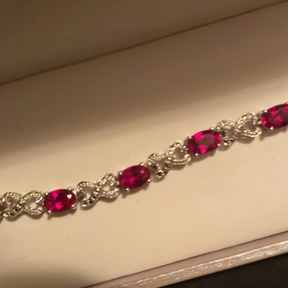 Sterling Silver and Ruby Bracelet - Picture 2 of 3